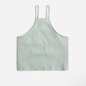 NWT, J Crew Vintage Ribbed Cropped Halter Tank, Faded Fatique